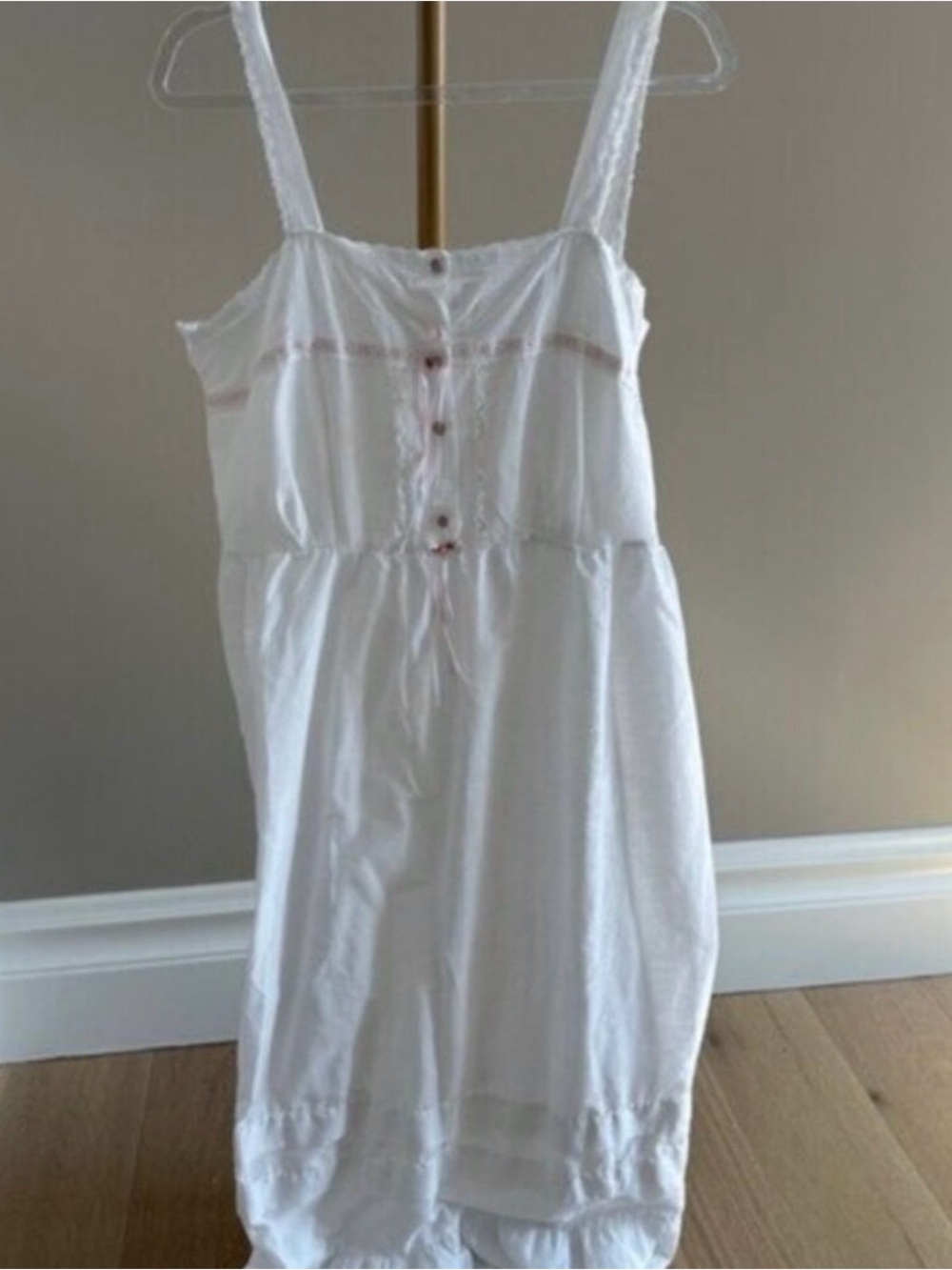 Vintage Pink White Lace Nightgown M Coquette Cottagecore